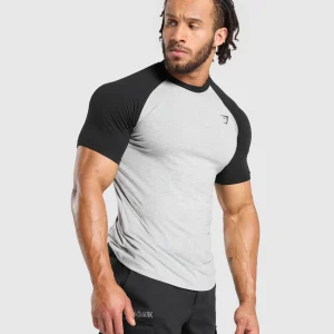 Online Gymshark Raglan T-Shirt LightGreyCoreMarl/Black