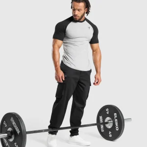 Online Gymshark Raglan T-Shirt LightGreyCoreMarl/Black