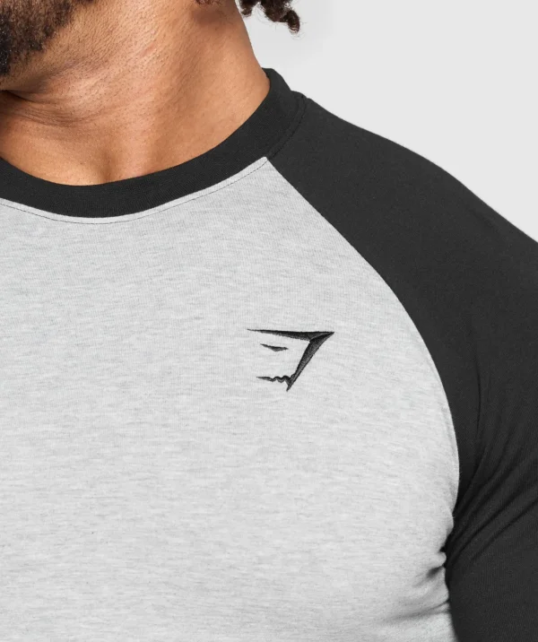 Online Gymshark Raglan T-Shirt LightGreyCoreMarl/Black