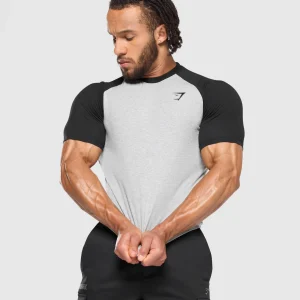 Online Gymshark Raglan T-Shirt LightGreyCoreMarl/Black