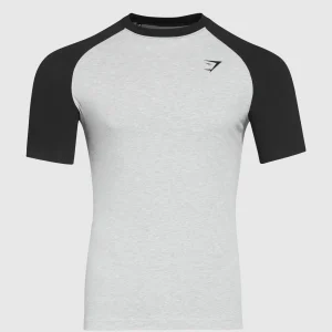 Online Gymshark Raglan T-Shirt LightGreyCoreMarl/Black