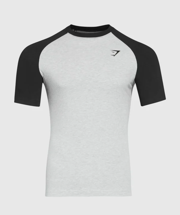 Online Gymshark Raglan T-Shirt LightGreyCoreMarl/Black