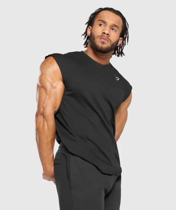 Clearance Gymshark React Cut Off Tank Black