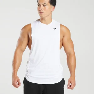 Clearance Gymshark React Drop Arm Tank White