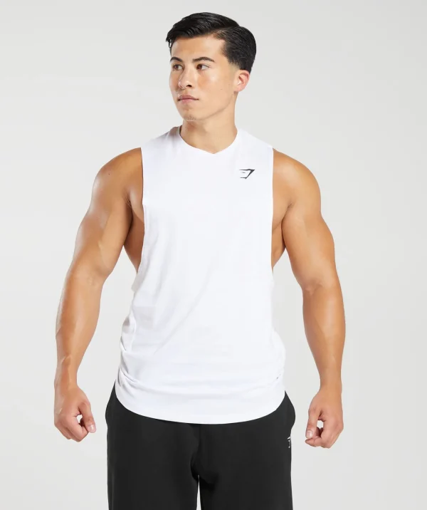 Clearance Gymshark React Drop Arm Tank White