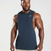 Clearance Gymshark React Drop Arm Tank Navy