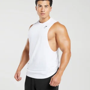 Clearance Gymshark React Drop Arm Tank White