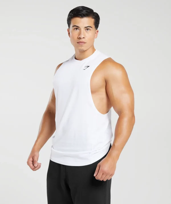 Clearance Gymshark React Drop Arm Tank White