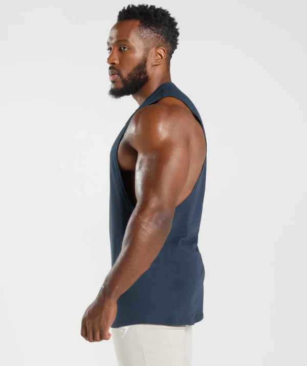 Clearance Gymshark React Drop Arm Tank Navy