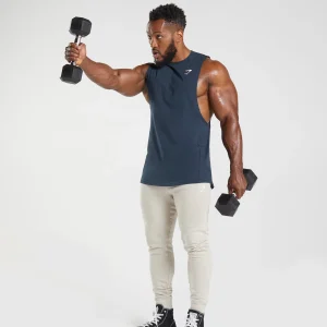 Clearance Gymshark React Drop Arm Tank Navy