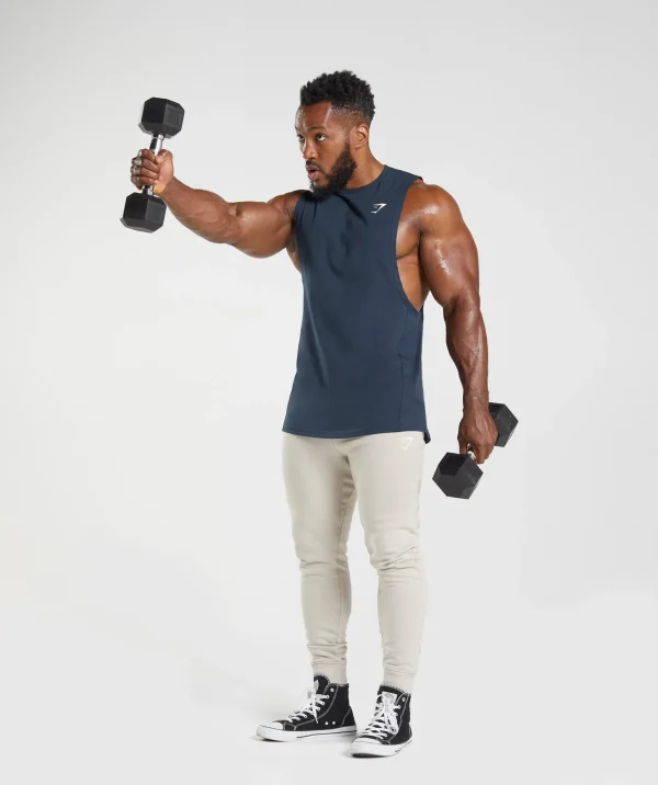 Clearance Gymshark React Drop Arm Tank Navy