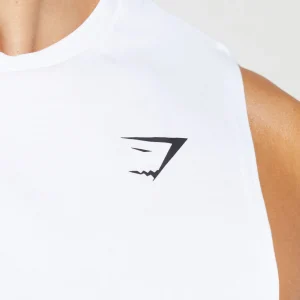 Clearance Gymshark React Drop Arm Tank White