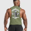 Online Gymshark Reaper Drop Arm Tank CoreOlive