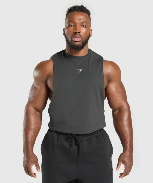 Clearance Gymshark Reaper Drop Arm Tank AsphaltGrey