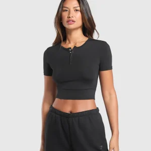 Discount Gymshark Rest Day Buttery Soft Midi Top Black