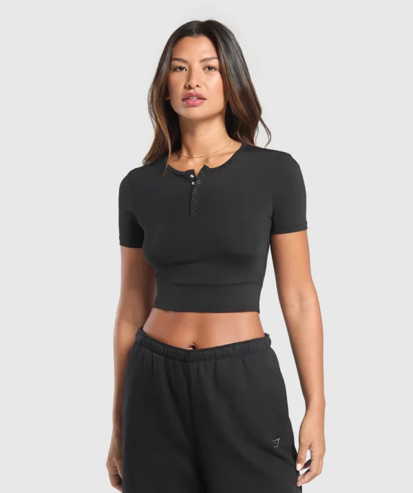 Discount Gymshark Rest Day Buttery Soft Midi Top Black