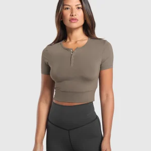 Outlet Gymshark Rest Day Buttery Soft Midi Top CamoBrown