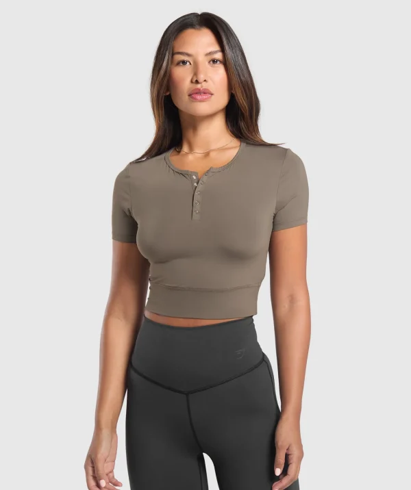 Outlet Gymshark Rest Day Buttery Soft Midi Top CamoBrown