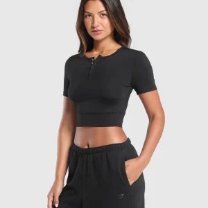 Discount Gymshark Rest Day Buttery Soft Midi Top Black