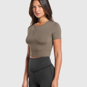 Outlet Gymshark Rest Day Buttery Soft Midi Top CamoBrown