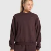 Clearance Gymshark Rest Day Cotton Contour Pullover HeritageBrown