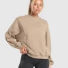 Best Gymshark Rest Day Cotton Contour Pullover CementBrown