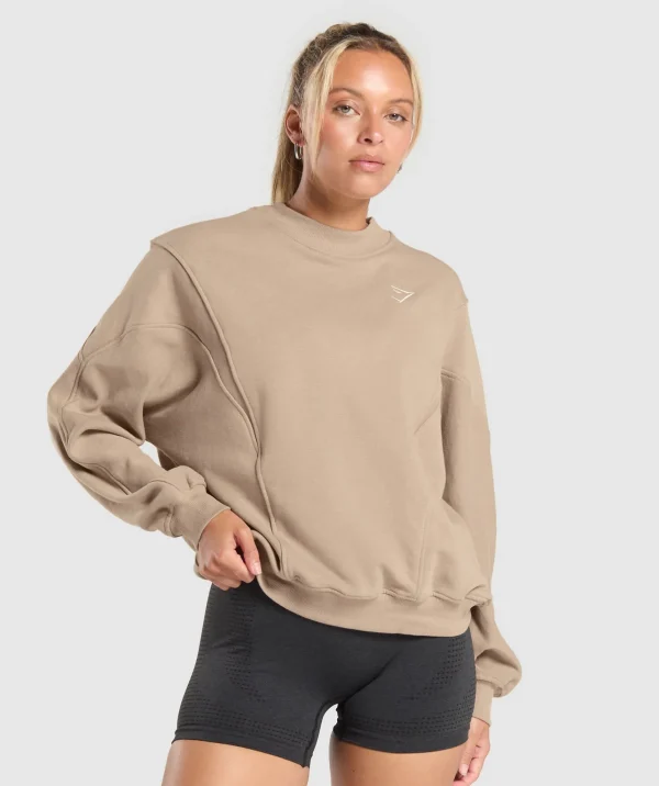 Best Gymshark Rest Day Cotton Contour Pullover CementBrown