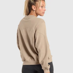 Best Gymshark Rest Day Cotton Contour Pullover CementBrown