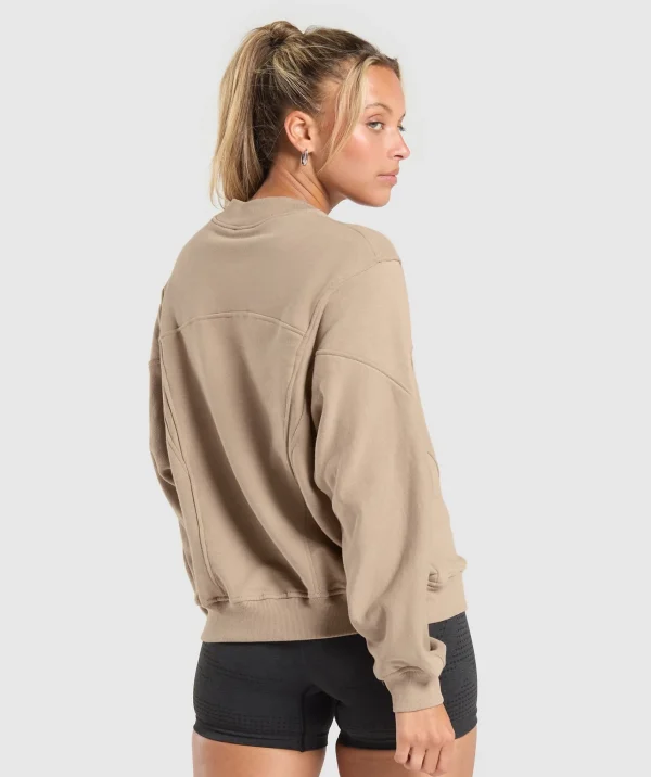 Best Gymshark Rest Day Cotton Contour Pullover CementBrown