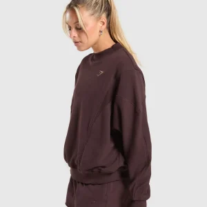 Clearance Gymshark Rest Day Cotton Contour Pullover HeritageBrown