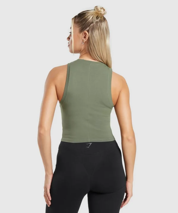 Hot Gymshark Rest Day Cotton Contour Tank BaseGreen