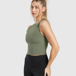 Hot Gymshark Rest Day Cotton Contour Tank BaseGreen