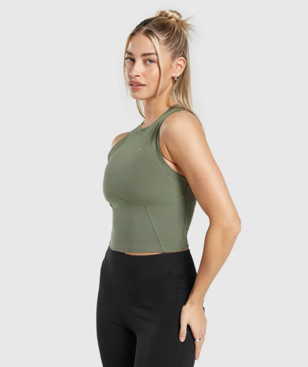 Hot Gymshark Rest Day Cotton Contour Tank BaseGreen