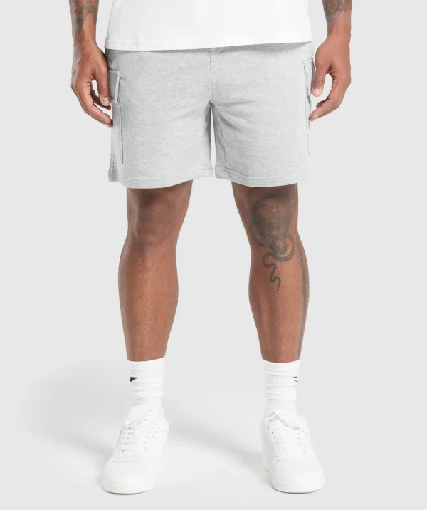 Outlet Gymshark Rest Day Essentials Cargo 7" Shorts LightGreyCoreMarl