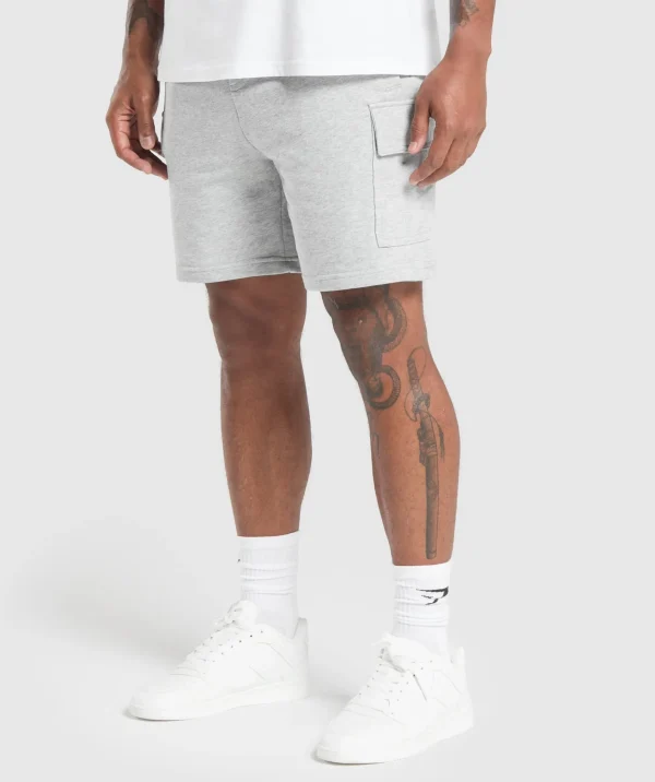 Outlet Gymshark Rest Day Essentials Cargo 7" Shorts LightGreyCoreMarl