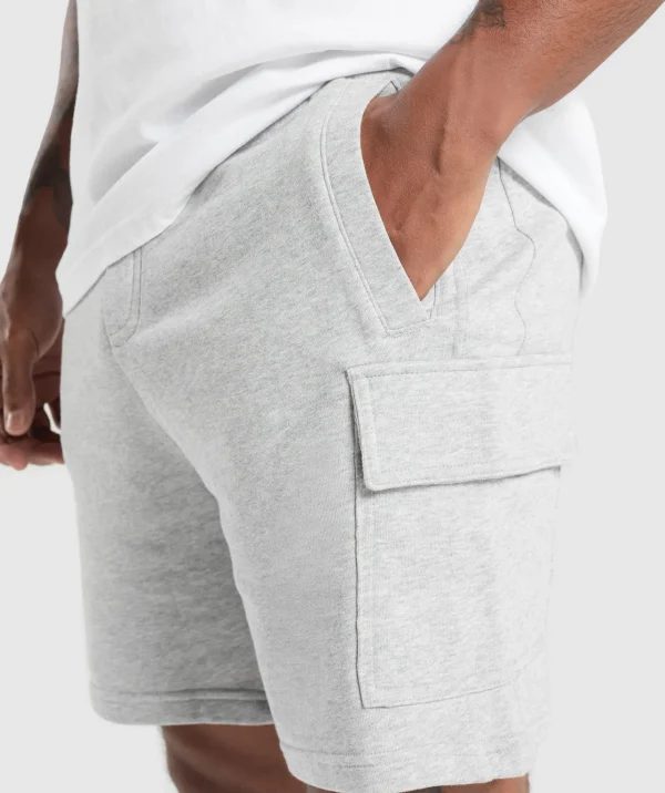 Outlet Gymshark Rest Day Essentials Cargo 7" Shorts LightGreyCoreMarl