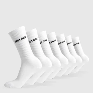 Hot Gymshark Rest Day Graphic Socks 7pk White