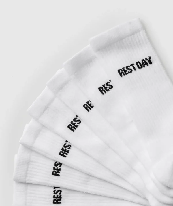 Hot Gymshark Rest Day Graphic Socks 7pk White