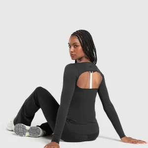 Clearance Gymshark Rest Day Luxe Long Sleeve Top Black