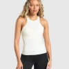 Sale Gymshark Rest Day Luxe Racer Tank SoftWhite