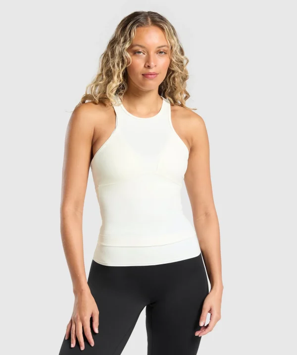 Sale Gymshark Rest Day Luxe Racer Tank SoftWhite