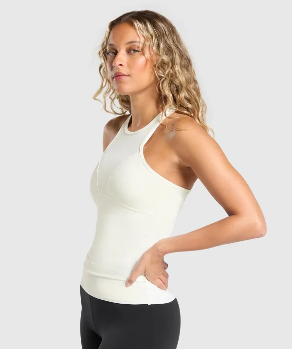 Sale Gymshark Rest Day Luxe Racer Tank SoftWhite