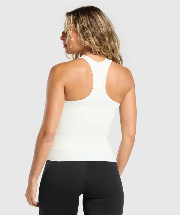 Sale Gymshark Rest Day Luxe Racer Tank SoftWhite