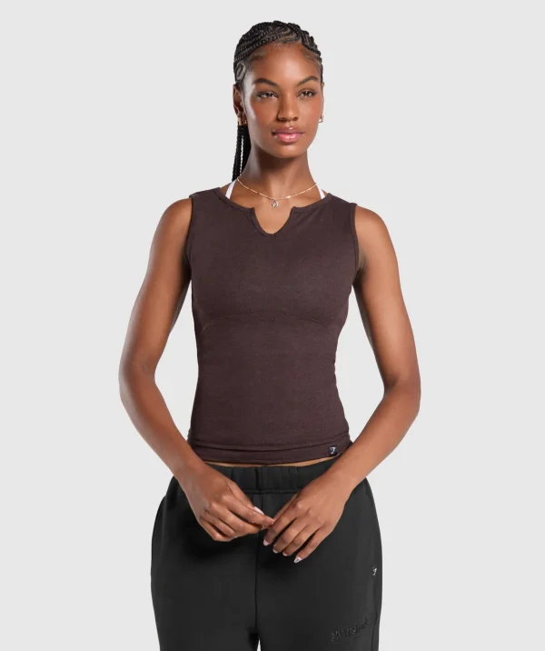 Sale Gymshark Rest Day Rib Top BrownMarl