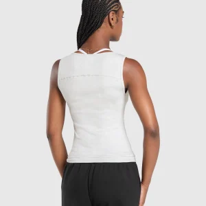 Discount Gymshark Rest Day Rib Top WhiteMarl