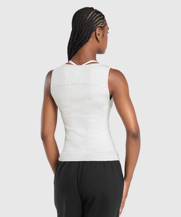 Discount Gymshark Rest Day Rib Top WhiteMarl