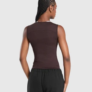 Sale Gymshark Rest Day Rib Top BrownMarl