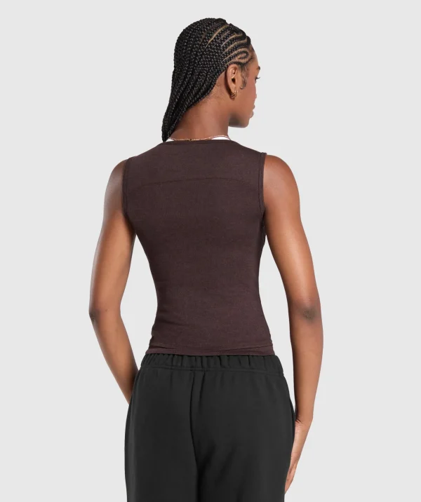 Sale Gymshark Rest Day Rib Top BrownMarl