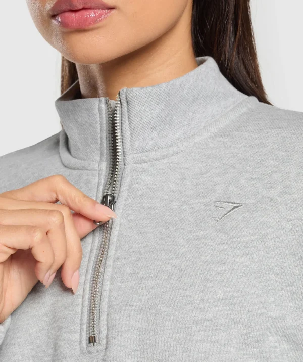 Fashion Gymshark Rest Day Sweats 2.0 1/4 Zip Pullover LightGreyCoreMarl