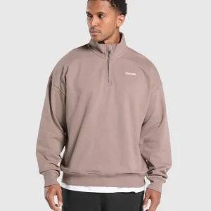 Fashion Gymshark Rest Day Sweats 1/4 Zip PowderMauve